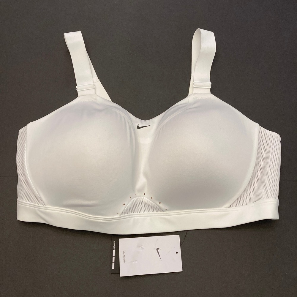 Nike Dri-FIT Sports Bra White 1X F-G 34-36 High Support Padded Workout Athletic